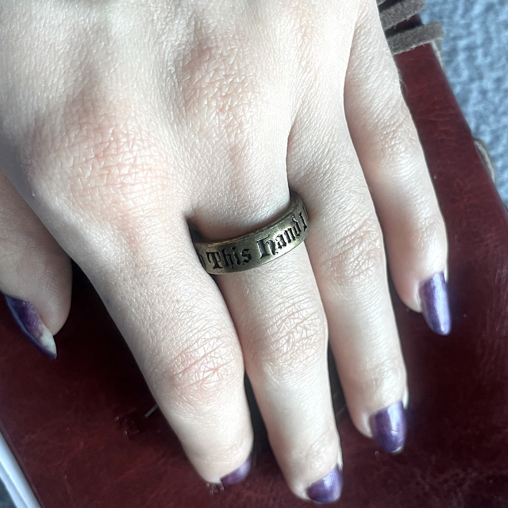 Corpse Bride “With This Hand I Will Lift Your Sorrows” Engraved Alloy Ring sz7